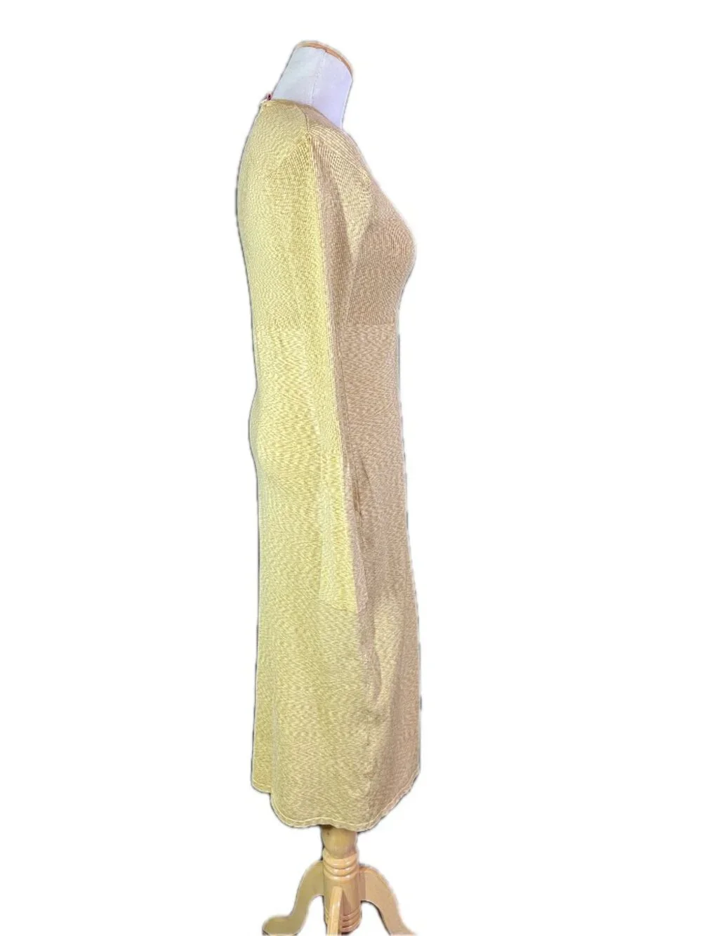 Tina Hagen Size S Long Knit Duster Cardigan Silk Yellow-Tan